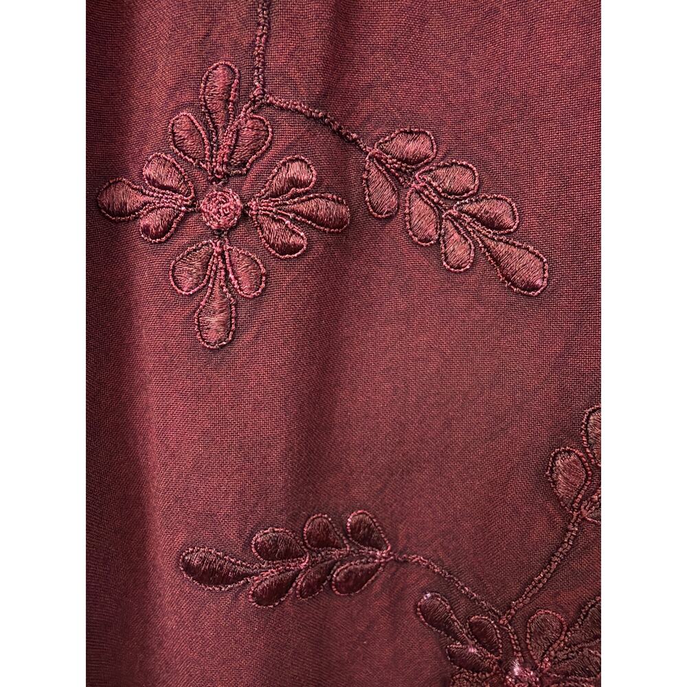 Holy Clothing Red Floral Embroidery Tie Front 3/4 Sleeve Top Size L - Picture 4 of 9